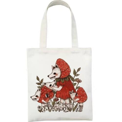 Women canvas shopper bag Reusable Handbag Cartoon Graphics travel Tote Bag for Ladies Large shopping bag canvas shoulder bag