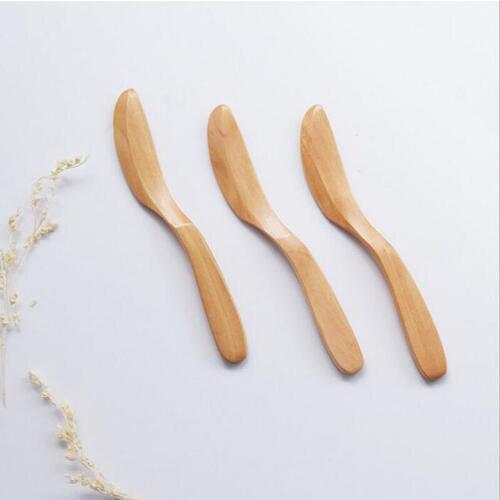 100pcs Knife Style Schima Superba Wooden Japan Butter Spreader Marmalade Dinner Cheese Knives Pastry Spatulas Tabeware ZA5486