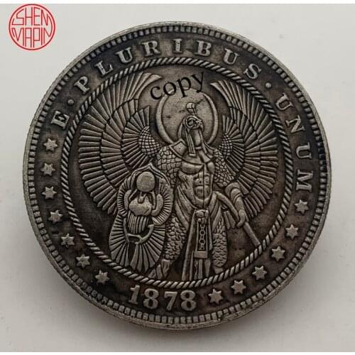 1878 Ancient Egyptian Patron Saint Horus Hobo Nickel Copy Coin Morgan Dollar Copper Coins Collectibles Challenge Coin