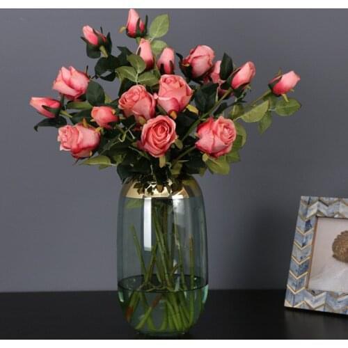 2 Head Silk Bulgaria Rose Simulation Flower European Retro Wedding Decoration Rose