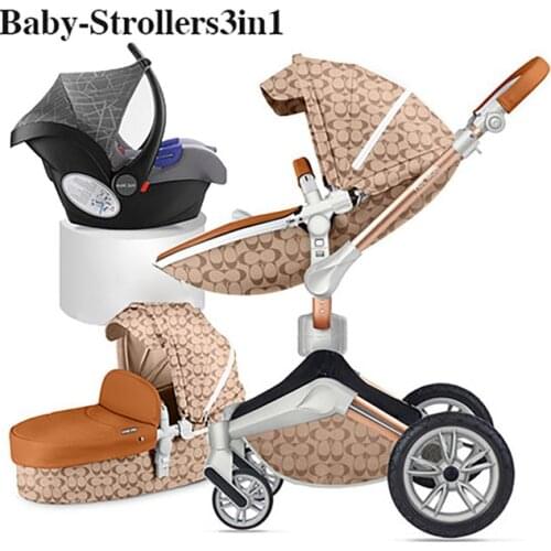 2021 Original Hot Mom Baby Stroller 3 in 1 High Landscape Carriage With Bassinet Folding Pram Luxury Travel System For Newborns