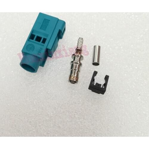 5PCS/Lot Fakra-Z Radio Crimp Female Adapter Plug Connector Aqua Blue with Phantom RF Coaxial For RG316/RG174 Cable