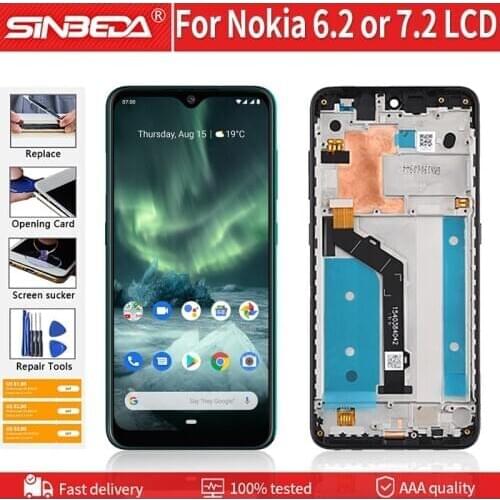 6.3" Original LCD Digitizer For Nokia 6.2 or 7.2 TA-1198 TA-1200 TA-1196 LCD Display Touch Screen With Frame Digitizer Assembly