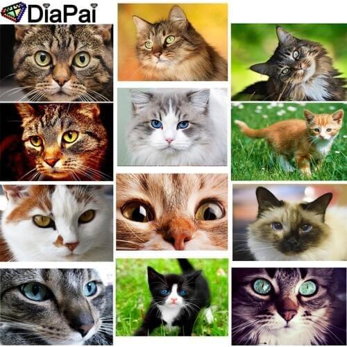 DIAPAI 5D DIY Diamond Painting 100% Full Square/Round Drill "Animal cat landscape" 3D Embroidery Cross Stitch Home Decor