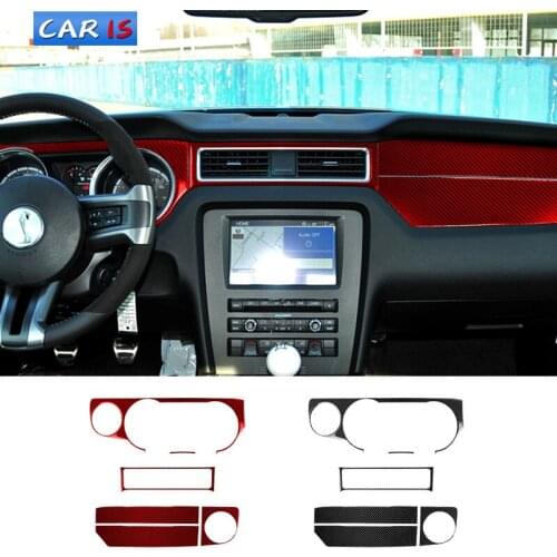 Carbon Fiber Car Stickers Dashboard Instrument Panel Trim Cover Interior Moulding Decorative Strips For Ford Mustang 2009-2013