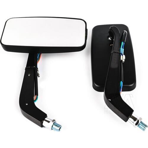 10mm Motorcycle Rear view Side Mirrors Universal LED Integrated For Harley choppers crusiers touring etc