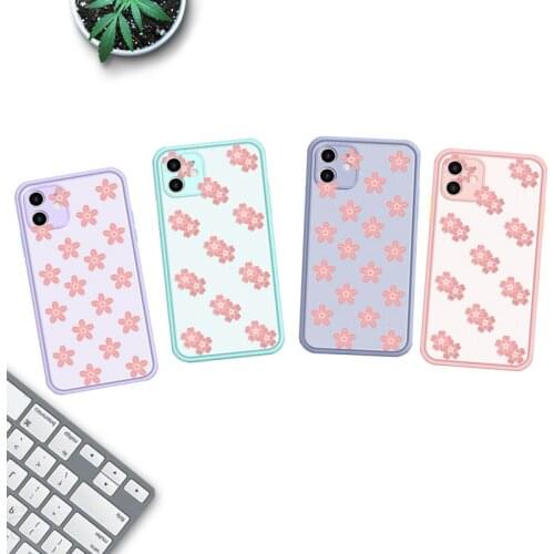 Pink Peach Blossom Petal Skin Feel Phone Case for iPhone 11 Pro X XS XR Max 7 8 6 6S Plus SE 2020 Matte Hard Shell Back Cover