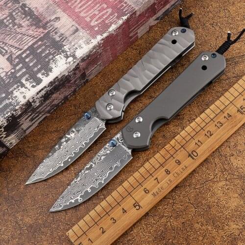 Damascus folding knife VG10 blade titanium alloy handle outdoor camping survival hunting defense EDC tool knife