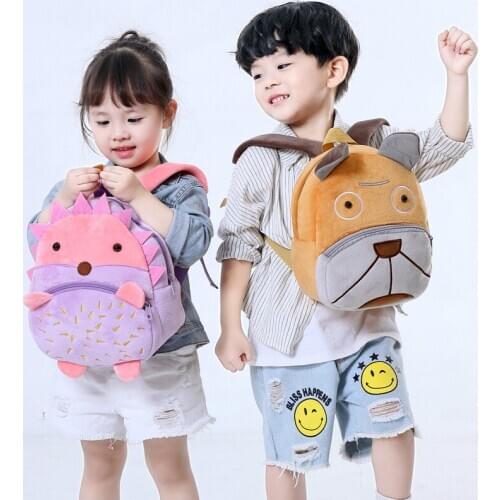 Baby Plush Backpack Cute Cartoon Animal Plush Toys Kindergarten Primary School Bag Children Kids Birthday Gift Safety Anti-lost