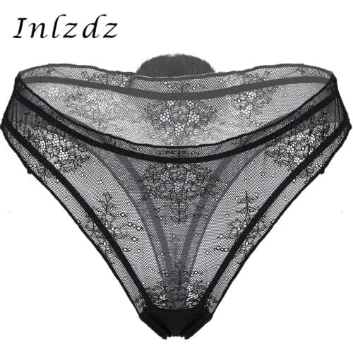 Womens Erotic Lingerie Thong G-String Underwear with Removable Fluffy Ball See-through Lace Sexy Panties Cute Low Rise Briefs