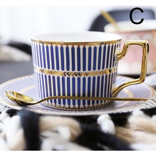 Porcelain coffee cup and saucer bone china coffee set "C" mark design Top Grade outline in gold tea cup and saucer set saucer se
