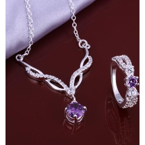 Hot selling 925 fashion purple month R+N Jewelry Set SMTS646