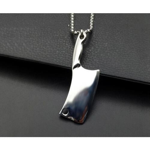 Hip Hop Silver color Tone Color 316L Stainless Steel Kitchen Knife Pendant Chef Necklace Jewish Gifts for Women and Men