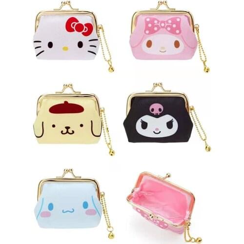 Sanrio hello kitty lock coin purse Melody earphone coin purse girl boy canvas small wallet clutch