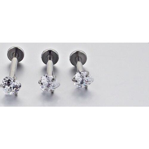 16G 1.2mm 316L Surgical Steel Internally Threaded Labret Ring with a Heart Shape Sparkling Zircon Lip Helix Tragus Piercing