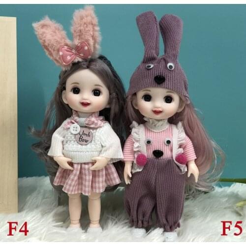 New 17cm Cute Bjd Doll 13 Joints Movable Fashionable British Style Small Doll Set 3D Eyes 1/12 Girl Birthday Gift Dress Up Doll