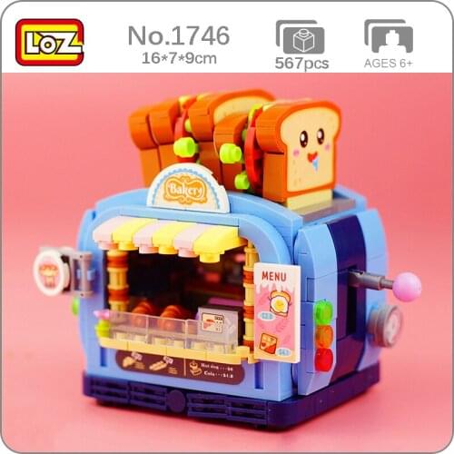 LOZ 1746 Dream Amusement Park Bread Toast Food Store Shop Restaurant 3D DIY Mini Blocks Bricks Building Toy for Children no Box