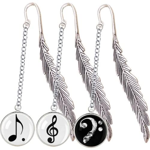 Music Notes Metal Bookmark Piano Pendant Icon Treble Clef BASS Sharp Whole Note Symbol For Reading Musical Book Mark Notebook