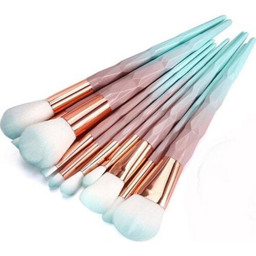 Brand 7/10/12pcs Unicorn diamond Makeup Brushes Set Eye shadow blush brusht Green Macarons color Facial Foundation Cosmetic Make