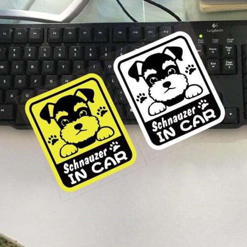 Car Styling Graphics Motor Auto Stickers for Schnauzer IN CAR Warning Decals Vans Truck Laptop Case