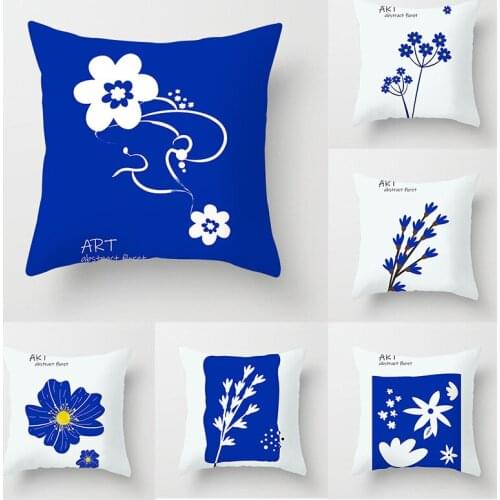 NEW Nordic abstract flowers Cushion Cover Dark Blue Pillow cover for Sofa Living Room Home Decoration