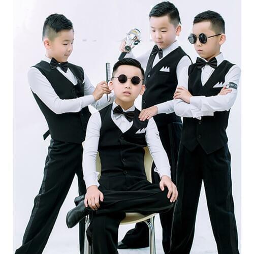 Original Latin Dance Tops For Children Black Color Height Quality Fabric Shirts Wears Classical Male Boy Ballroom Coats E011