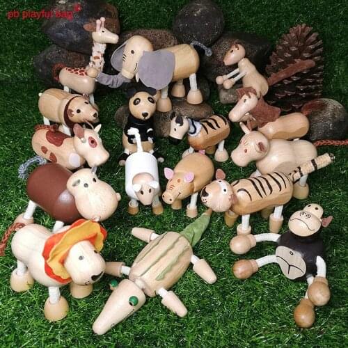 PB Playful Bag Solid wood Zoo Childrens cognition of animals morphology Simulation model doll suit DIY Educational toys UG51