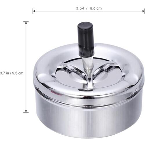 Smoking Accessories Stainless Steel Ashtray Round Push Down Cigarette Ashtray with Rotating Tray SCVD889