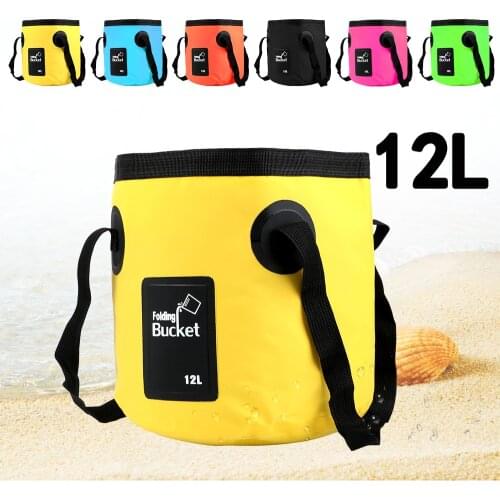 Folding Bucket 12L Portable Outdoor Travel Foldable Water Bucket Bowl Sink Washing Bag Car Wash Bucket