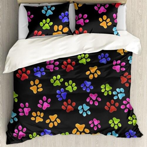 Upetstory Dog Paws Printing Bedding Pillowcase Duvet Cover Children Kids Large and Small Comfortable Bedding Sets