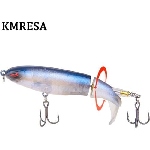 KMRESA Whopper Plopper 10cm/13g Artificial Top Water Fishing Lure 3D Eye Rotating Tail Wobbler Professional Pesca Isca Tackle