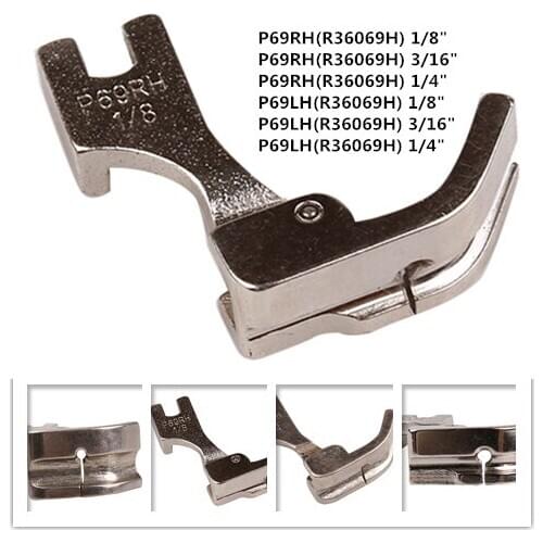 2PCS industrial sewing machines Single welt iron left and right presser feet metal rope presser P69RH + P69LH 1/8"foot