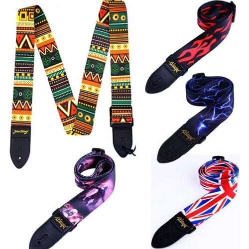 Nylon Guitar Strap for Acoustic Electric Guitar and Bass Multi-Color Guitar Belt Adjustable Colorful Printing Nylon Straps