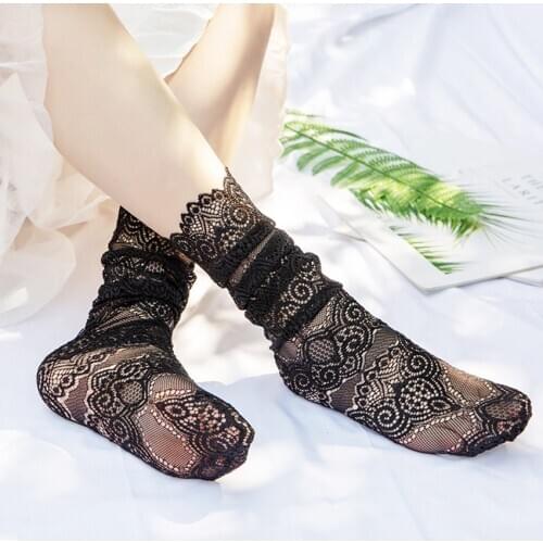 Sexy lace ladies socks Breathable comfortable thin 2020 new summer Lingerie stockings women funny cute style Black White socks