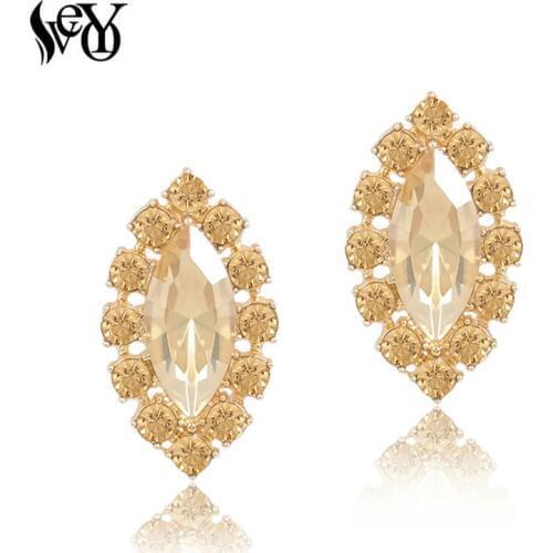 VEYO Stud Earrings for Woman Round Rhinestone Crystal Earrings Brand Jewelry brincos pendientes mujer