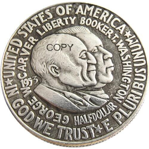 USA 1953P/S/D Booker T. Washington Half Dollar Silver Plated Copy Coin
