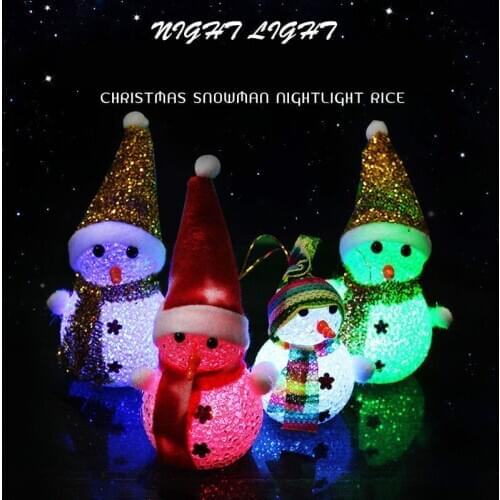 Beautiful Colorful Glow Christmas Snowman LED Lights Pretty Lovely Lamp Christmas Tree Ornaments