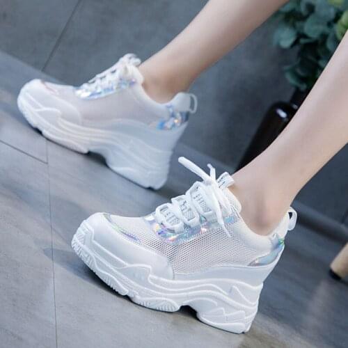 Womens Shoes Summer Breathable New Mesh Hollow Small White Shoe Casual Mesh Thin Sports Daddy Trendy Shoes