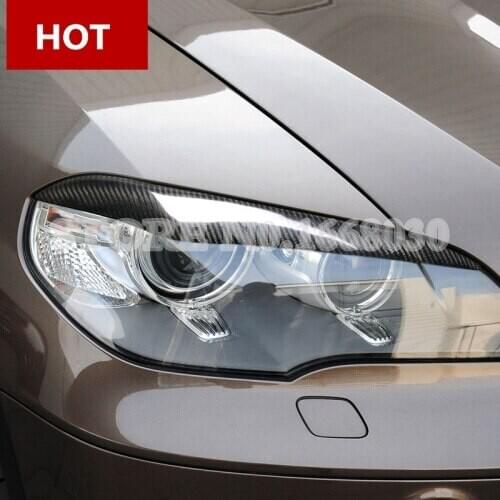 Carbon Fiber Headlight Eye Lid Eyebrow Trim Cover 2pcs For BMW X5 E70 2008-2013 Car accesories interior Car decoration