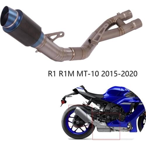 For Yamaha R1 R1M MT-10 2015-2020 Exhaust Pipe Motorcycle Delete Catalyst Mid Tube Slip-on Muffler Escape No DB Killer Titanium