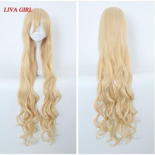 HIGH quality 120CM Golden Color Synthetic Cosplay party Wig 100% High Temperature Fiber Hair Free Shipping