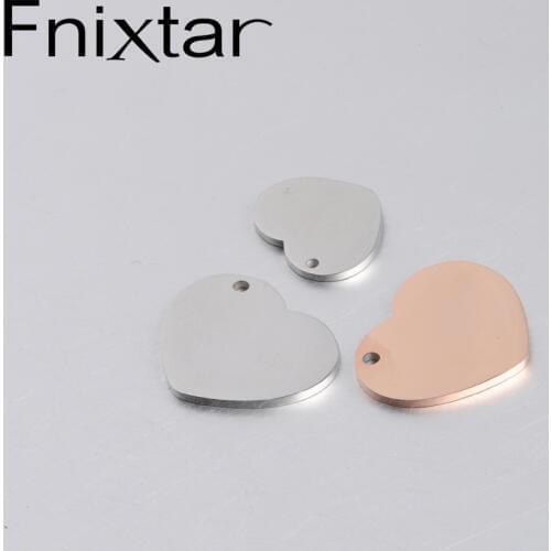 Fnixtar Mirror Polished Stainless Steel Love Heart Charm Pendant 20*25mm 15*19mm DIY Making Jewelry Pendant 20Piece/lot
