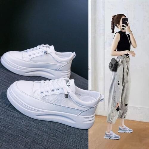 2021 Women Sneakers Fashion Shoes Spring Trend Casual Flats Sneakers Female New Fashion Comfort White Vulcanized Platform Shoes