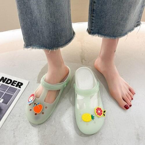 Lisapie Women Sandals 2021 New Beach Shoes Transparent Cartoons Fruit Hole Shoes Sandals Women Wear Summer Thick Jelly Slippers