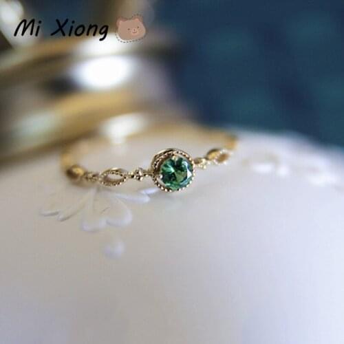 Mi Xiong Real 925 Sterling Silver Womens Rings Summer Green Zircon Exquisite Luxury Jewelry Engagement Wedding Party Cute Gift