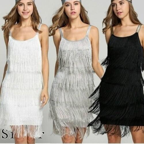 2020 Summer Plus Size Women Strapless Sleeveless Solid Color Fringe Knee-Length Dress Sexy Night Party Club Dress ZA01081