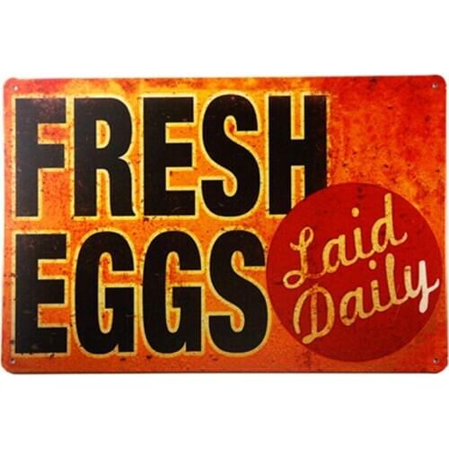TIN SIGN Fresh Eggs Bar Hangings Hall House Club Saloon Garage Decor Pub Retro 8x12 inch Metal Tin Sign Poster