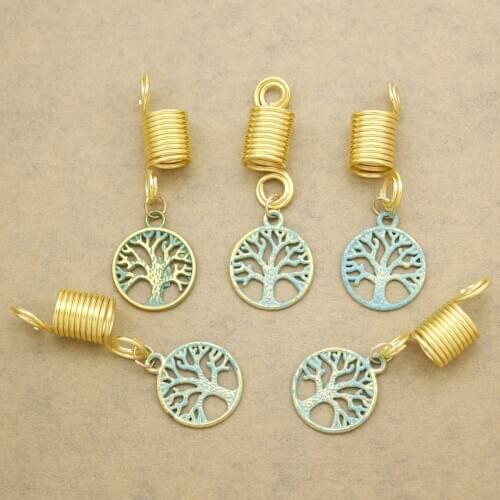 Gold 5x Viking Patina Royal Crown Croos Tree Starfish Dreadlock Beard Bead Braid Hair Clip Pin Christmas Gift Headband Dress