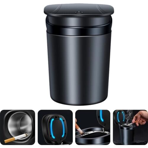 1pc Car Ashtray with Lid Creative Trash Bin Portable Cigarette Ash Holder Cup