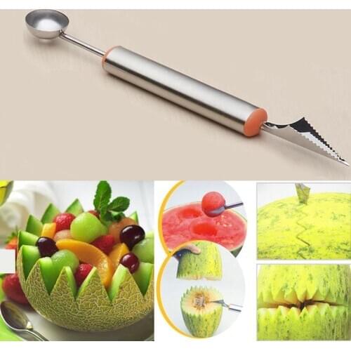 1 Pcs Random Color Multi Function Stainless Steel Fruit Melon Baller Carving Knife Ice Cream Scoop Spoon Kitchen Tools